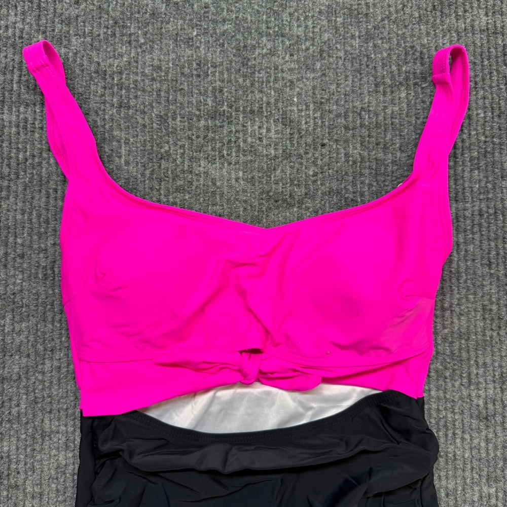 Womens S Colorblock Monokini Swimsuit Pink Cutout One Piece Retro NWOT Adustable - Picture 2 of 11